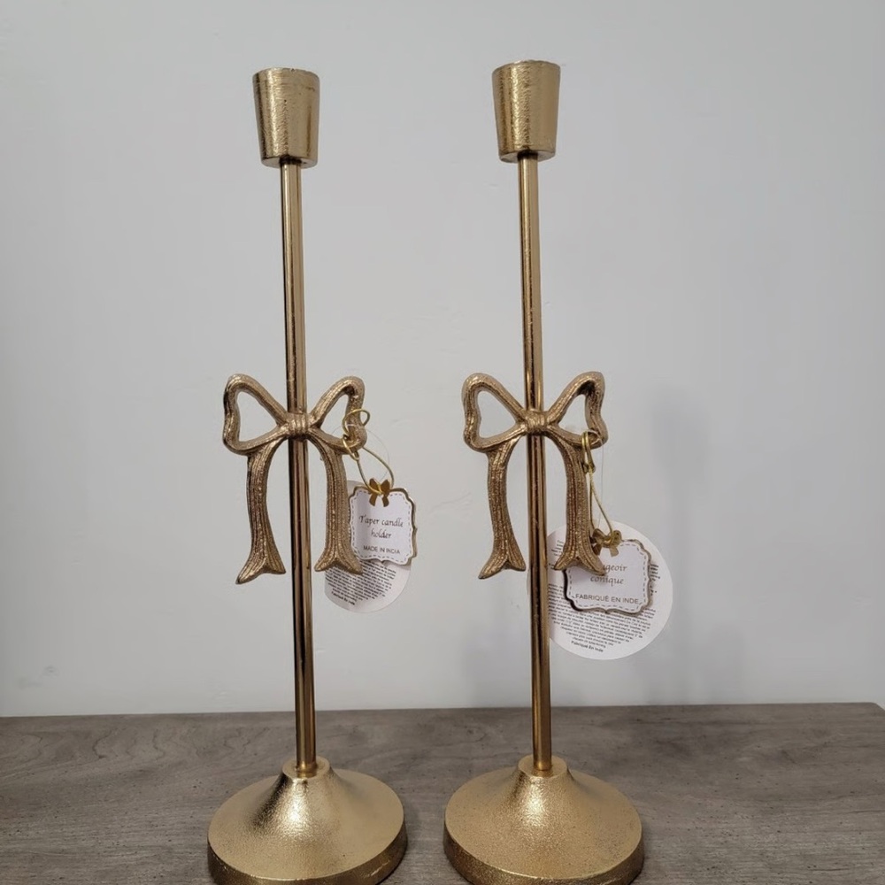 Made in India 2 Elegant Gold Candle Holders NWT
